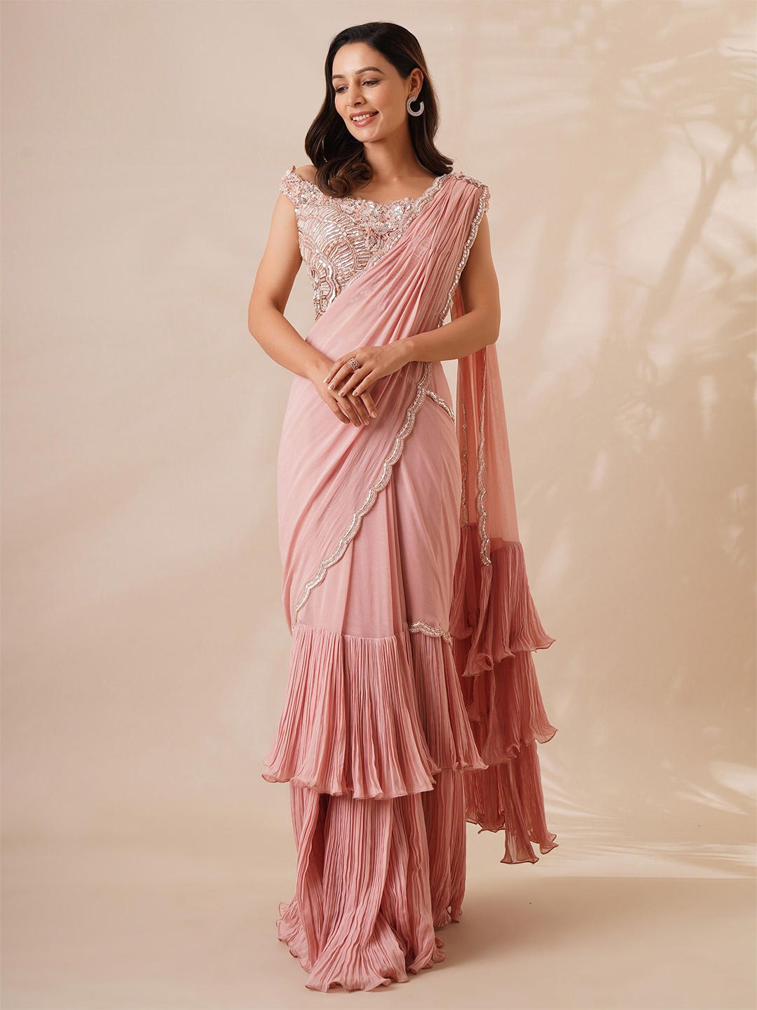 

Chaashni by Maansi & Ketan Embellished Embroidered Saree, Peach