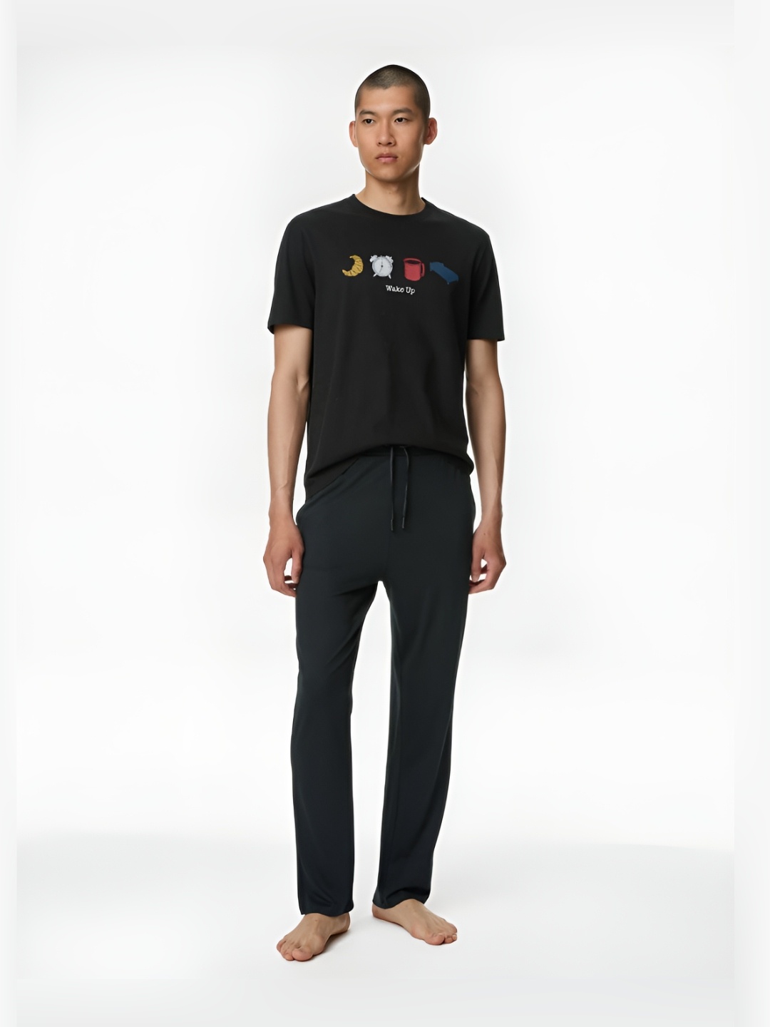 

Marks & Spencer Men Graphic Printed Round Neck Cotton T-shirt, Black