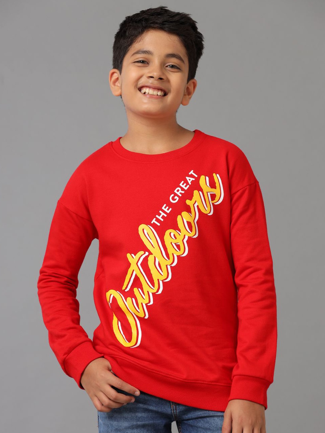 

UNDER FOURTEEN ONLY Boys Printed Sweatshirt, Red