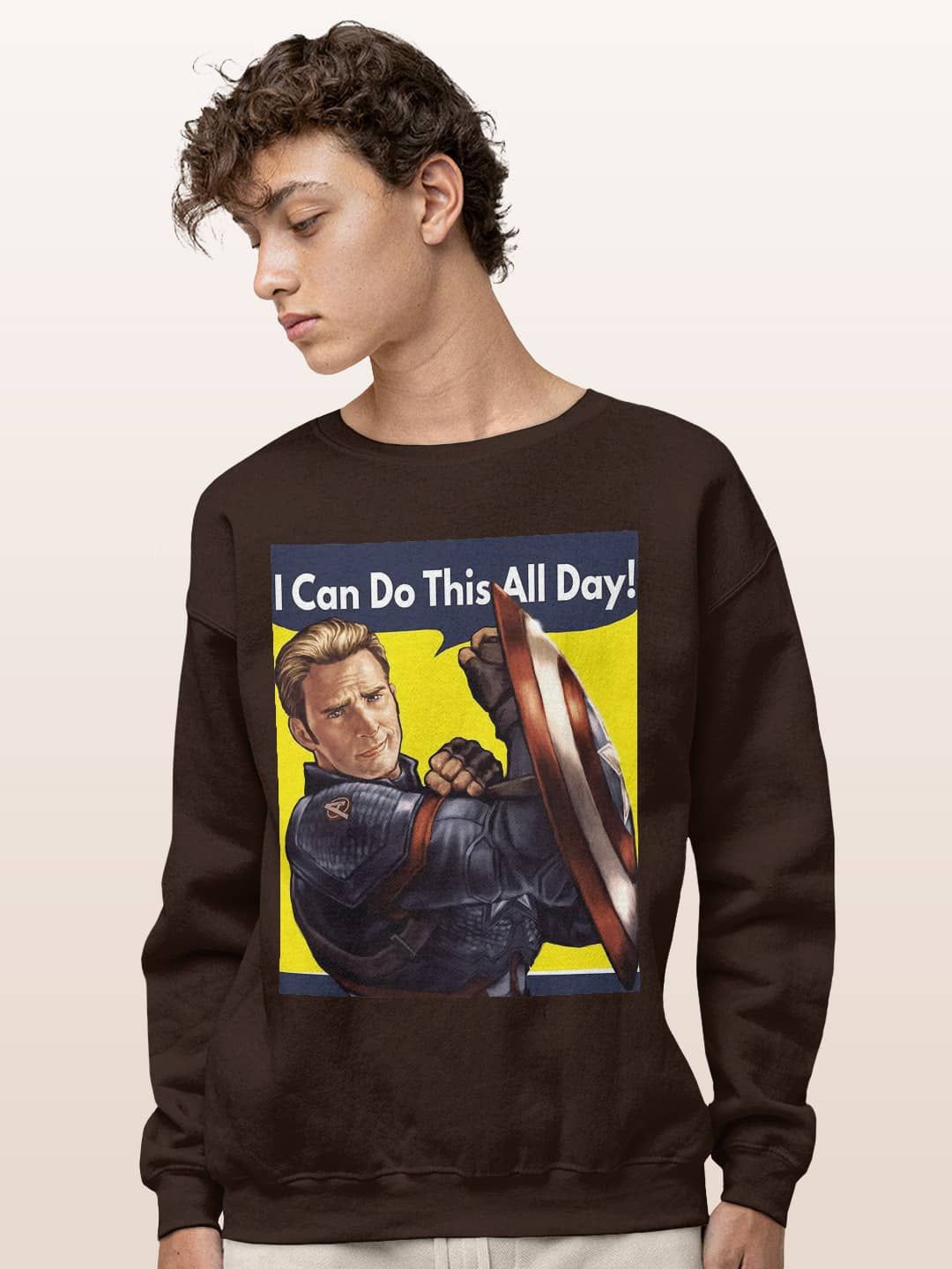 

macmerise Men Printed Sweatshirt, Brown