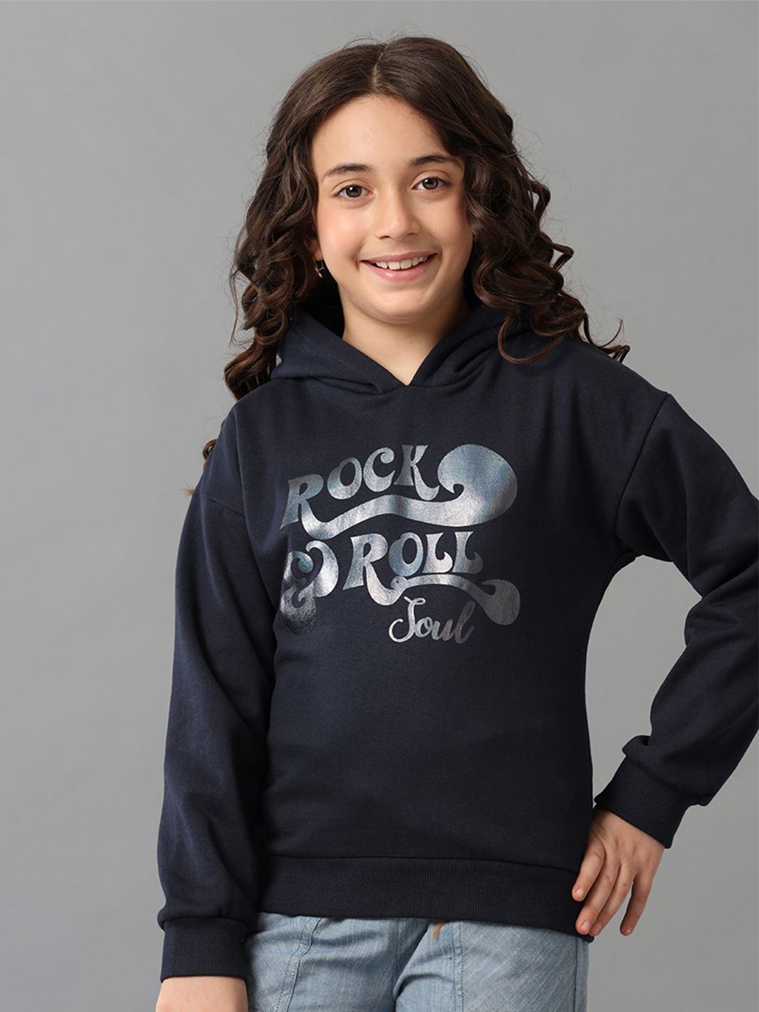 

UNDER FOURTEEN ONLY Girls Printed Sweatshirt, Navy blue