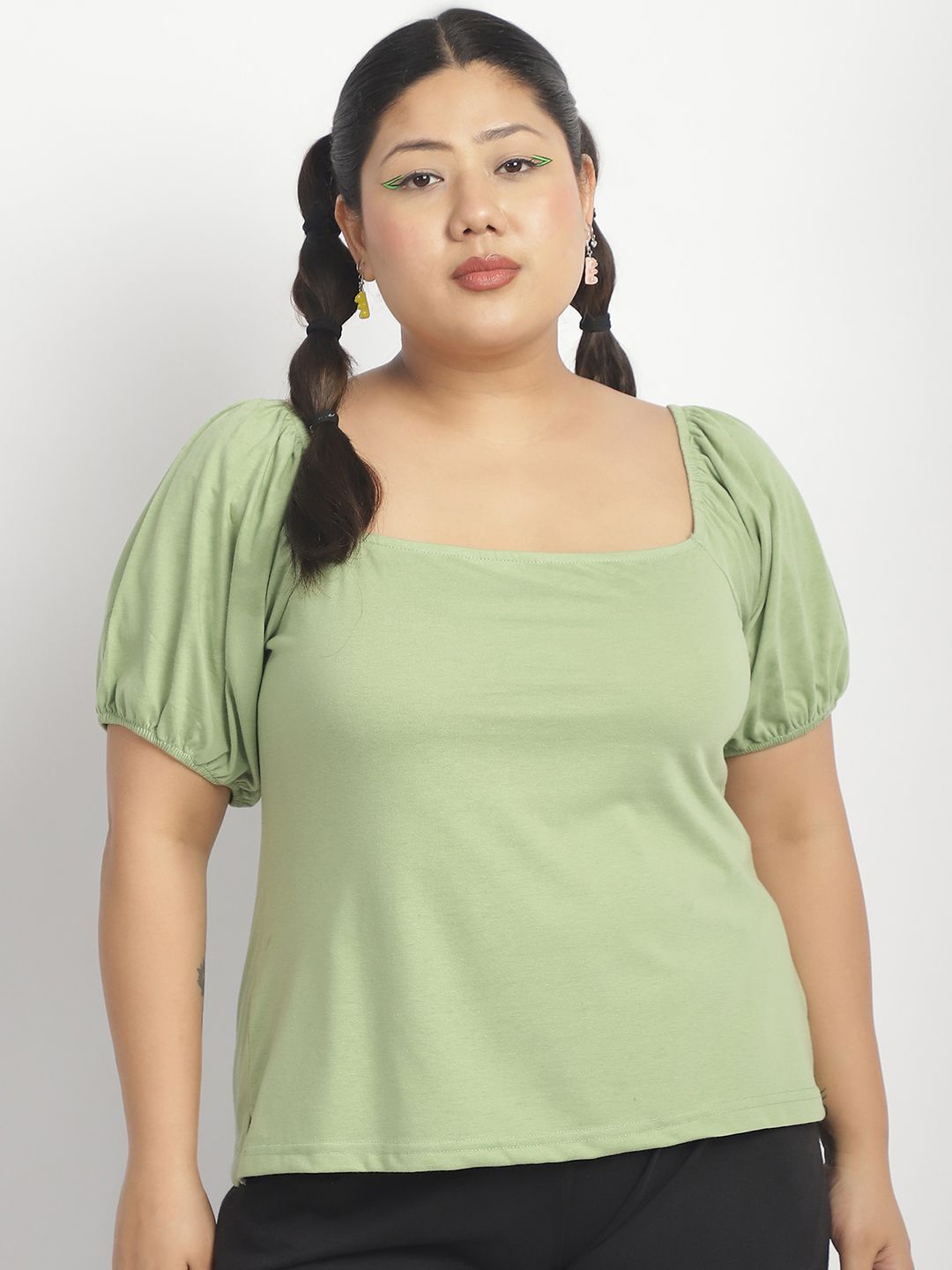 

thkgrlz Puff Sleeve Top, Green