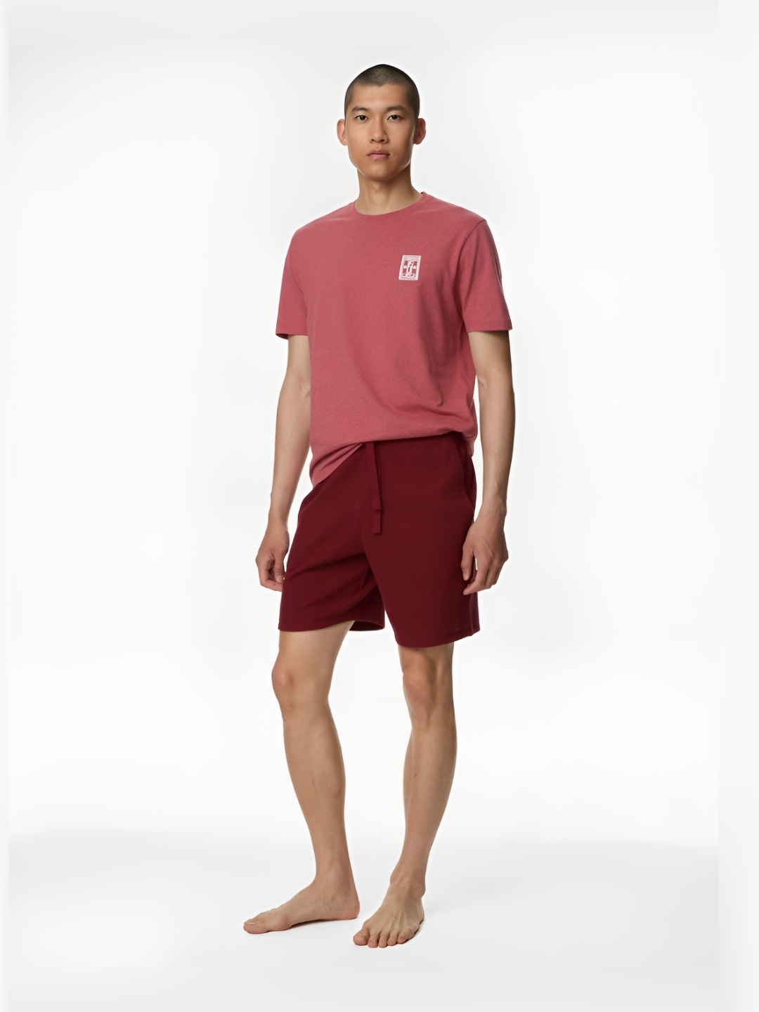 

Marks & Spencer Men Printed V-Neck Cotton T-shirt, Red