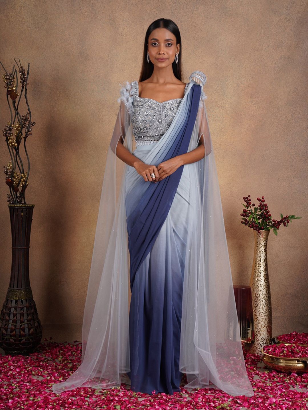 

Chaashni by Maansi & Ketan Embellished Embroidered Saree, Blue