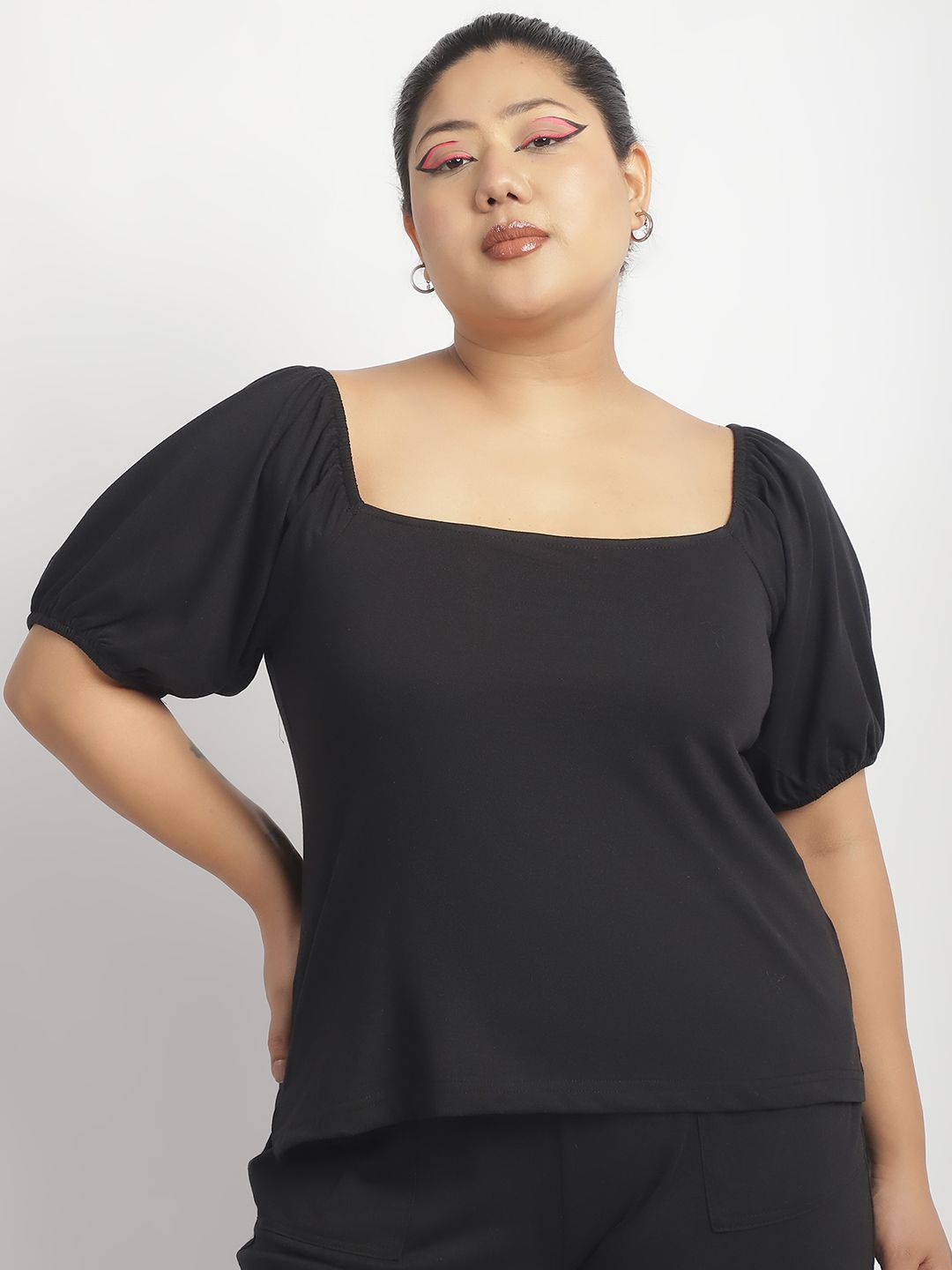 

thkgrlz Puff Sleeve Top, Black