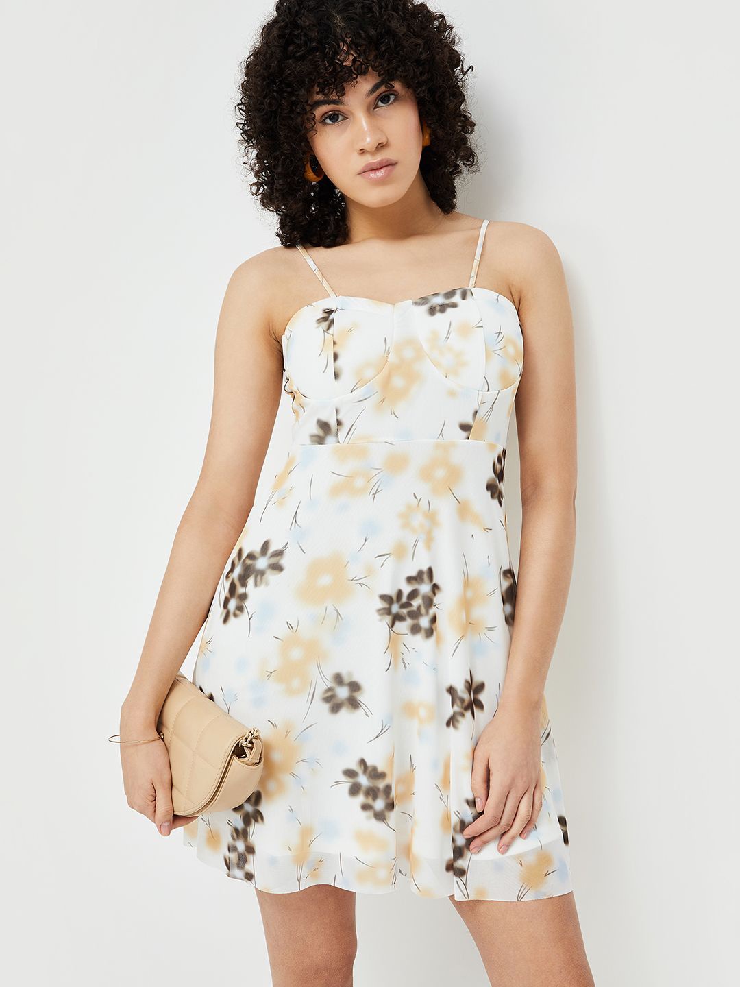 

Ginger by Lifestyle Floral Print A-Line Dress, Beige