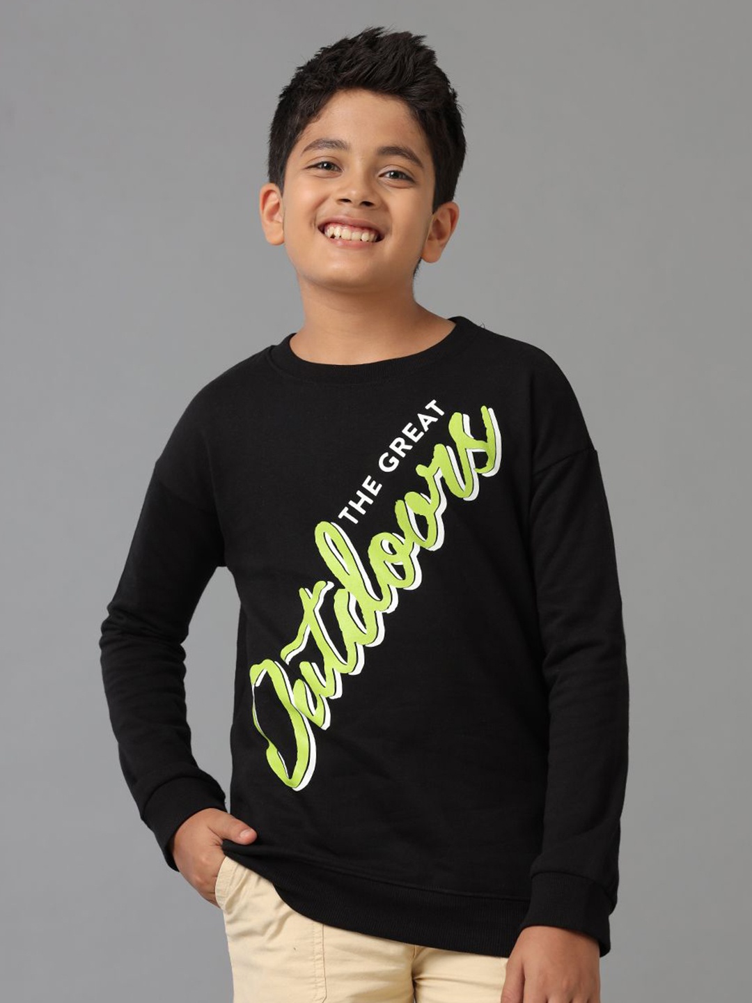 

UNDER FOURTEEN ONLY Boys Printed Sweatshirt, Black