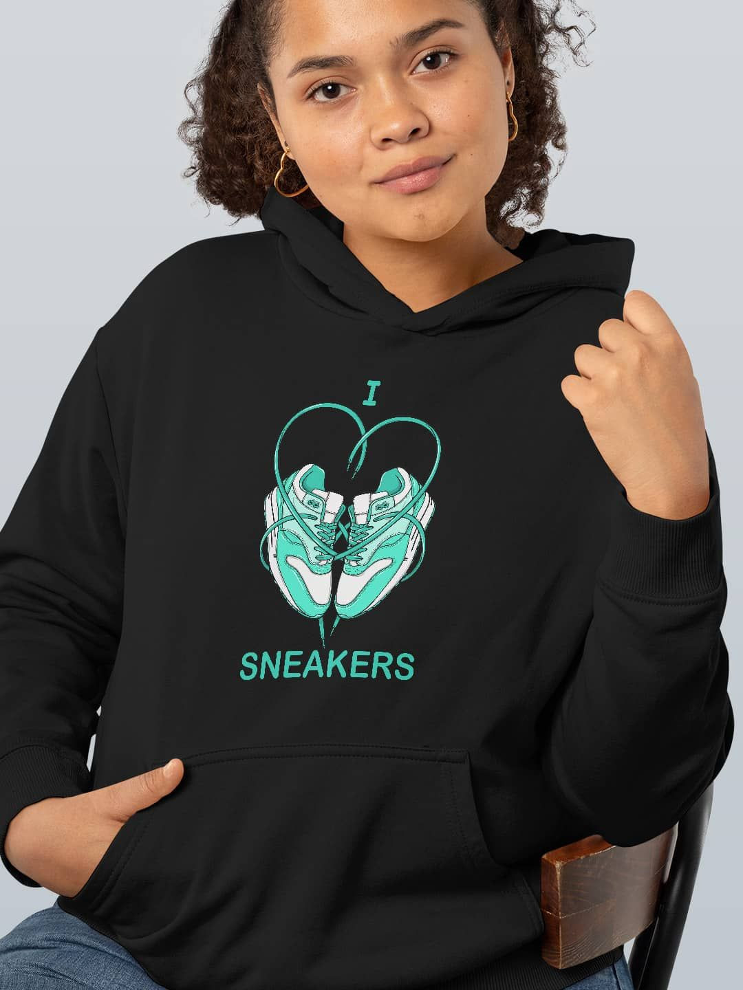 

macmerise Women Printed Hooded Sweatshirt, Black