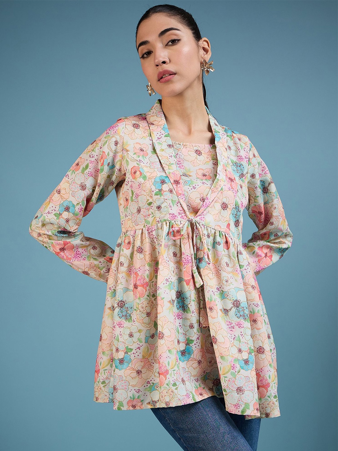

A.V.M Prints Floral Print Cotton Empire Longline Top, Multi