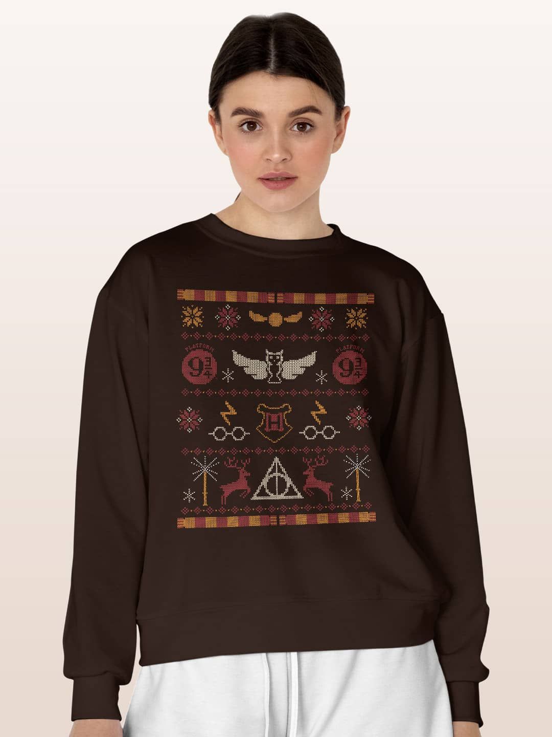 

macmerise Men Printed Sweatshirt, Brown