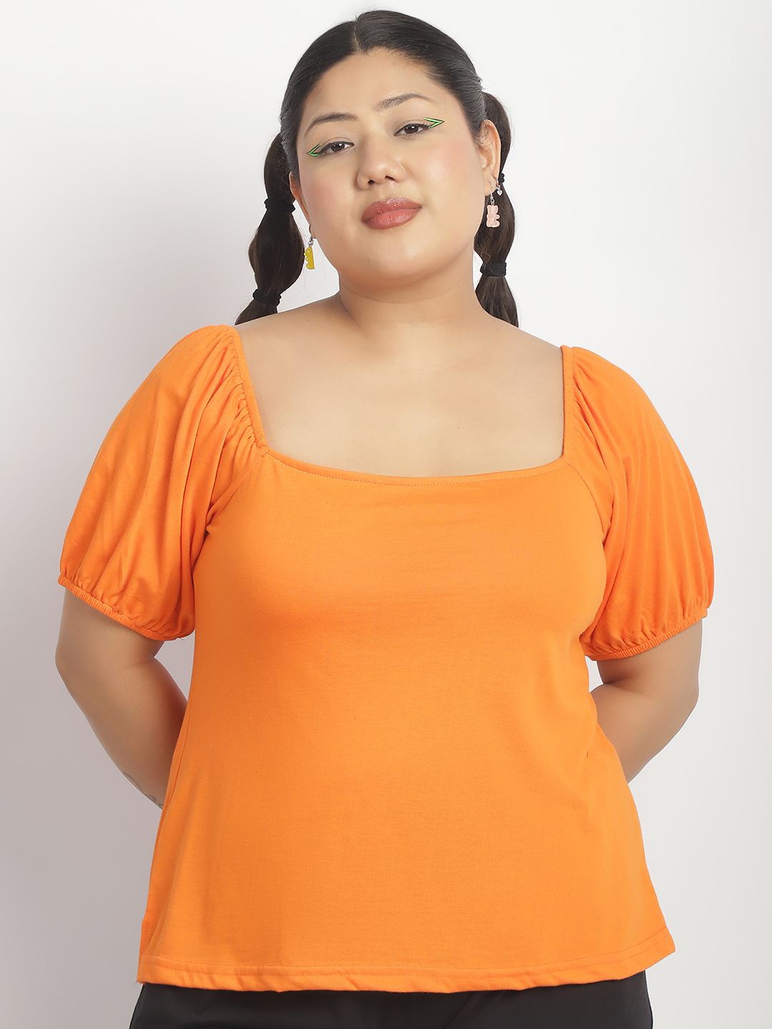 

thkgrlz Puff Sleeve Top, Orange