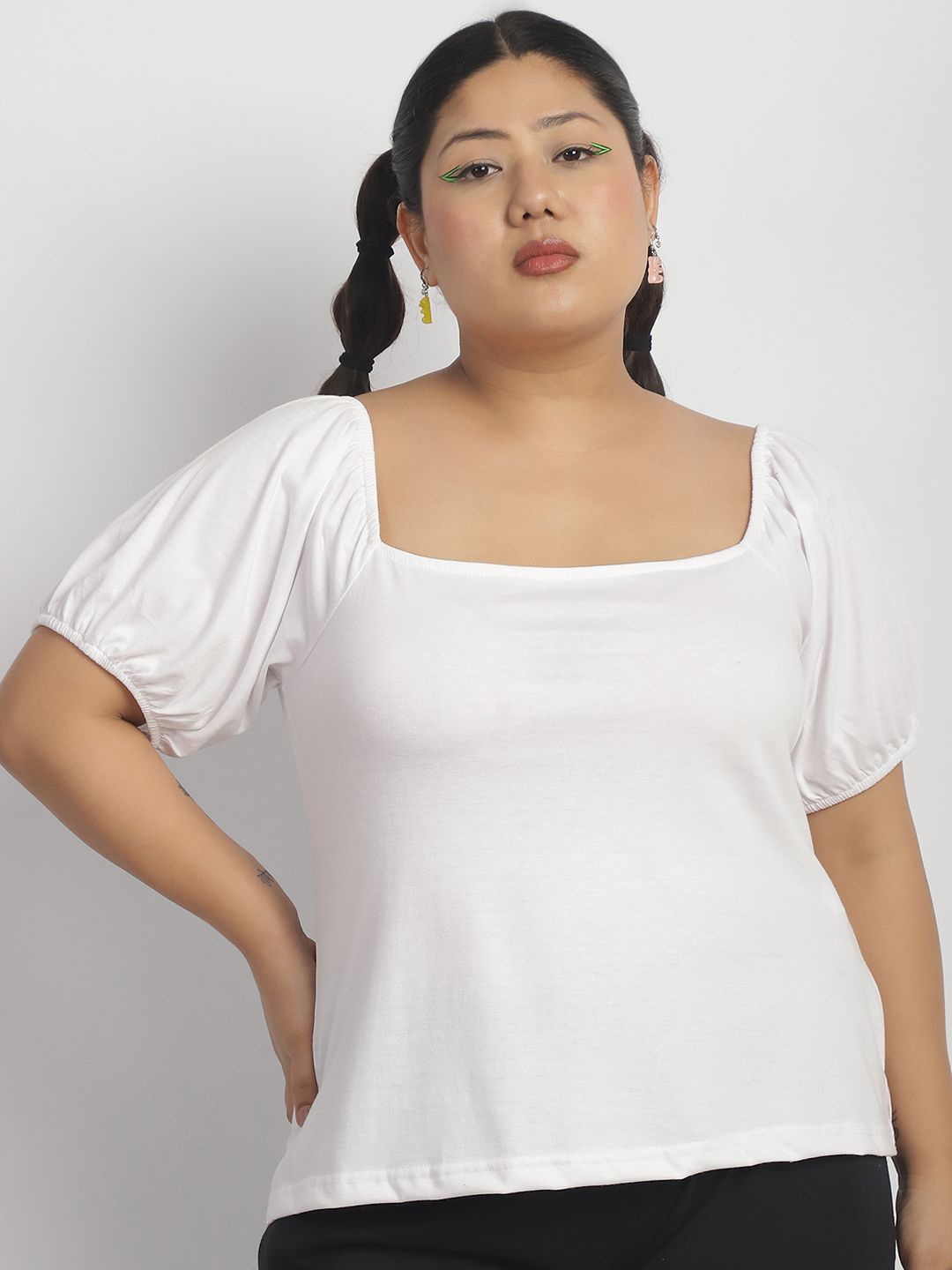 

thkgrlz Puff Sleeve Top, White