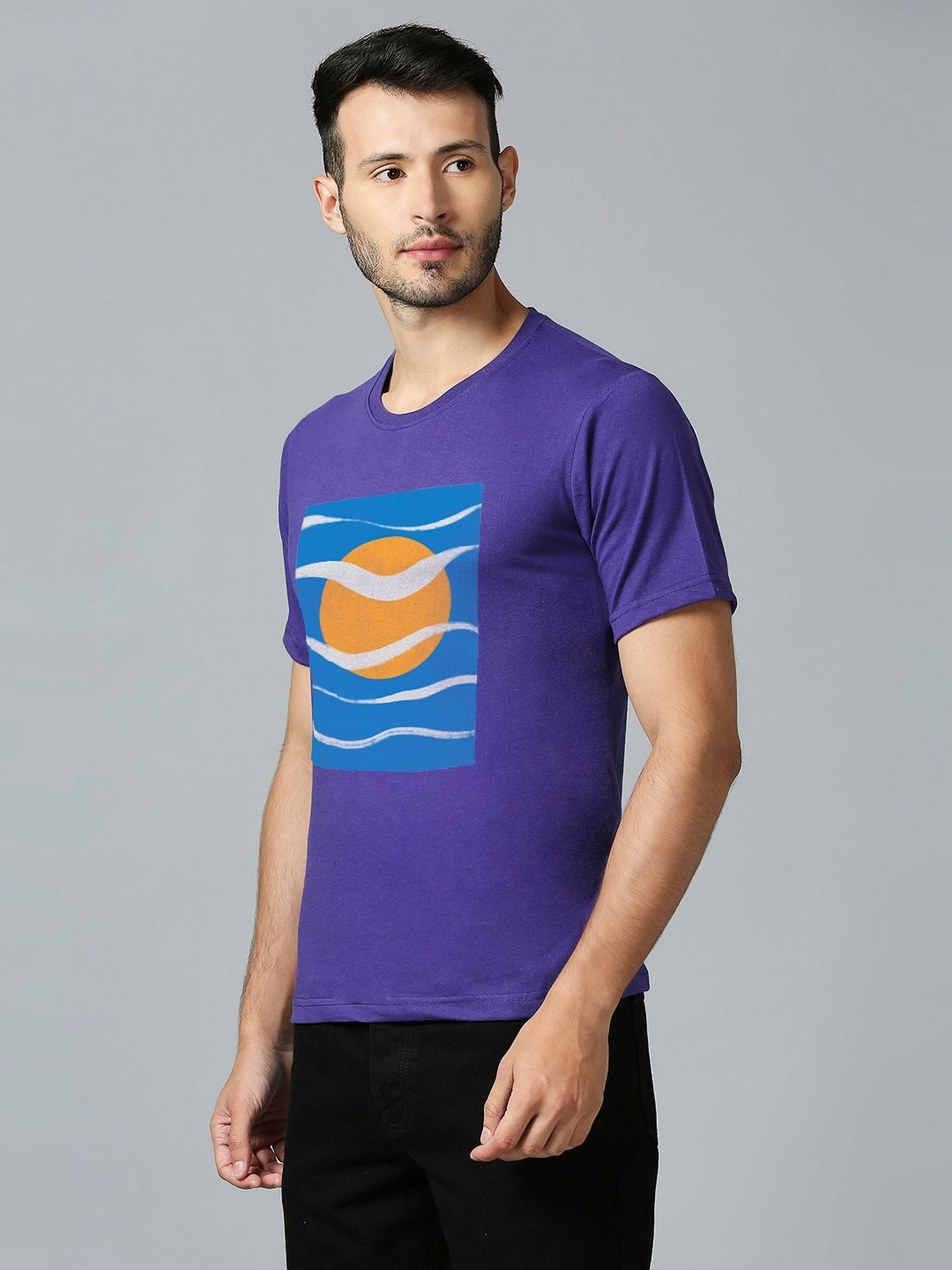

MOD ECRU Unisex Printed Applique T-shirt, Purple