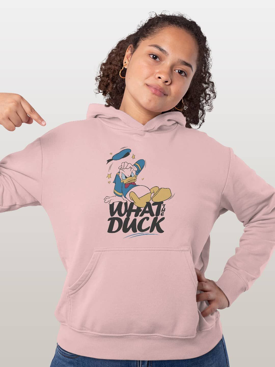 

macmerise Women Printed Hooded Sweatshirt, Pink