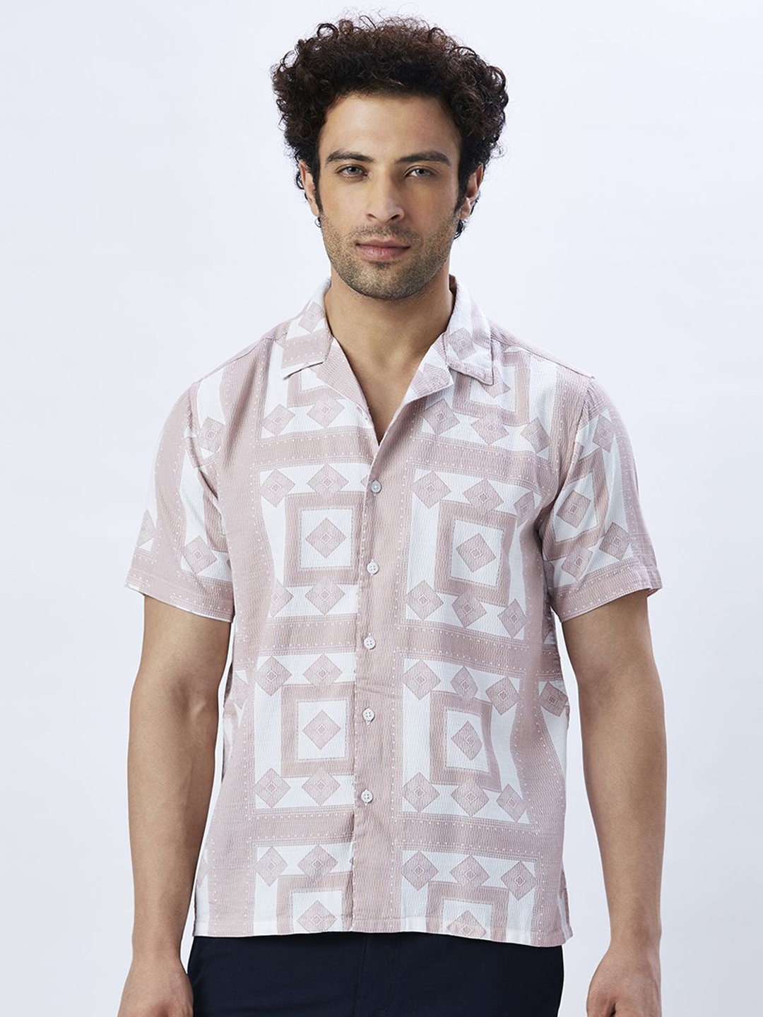 

VALEN CLUB Men Relaxed Opaque Printed Casual Shirt, Pink