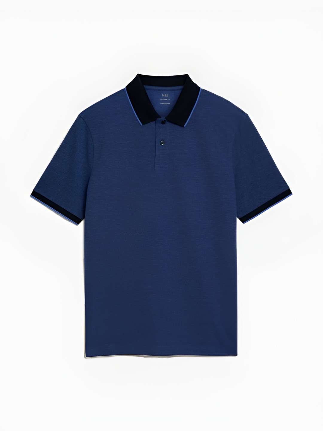 

Marks & Spencer Men Solid Polo Collar Cotton T-shirt, Blue