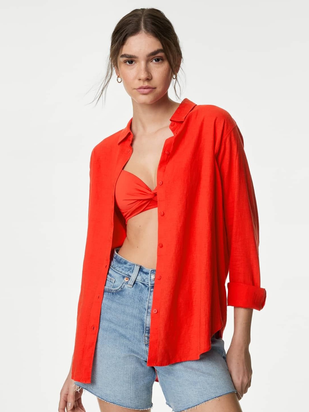 

Marks & Spencer Women Opaque Casual Shirt, Red