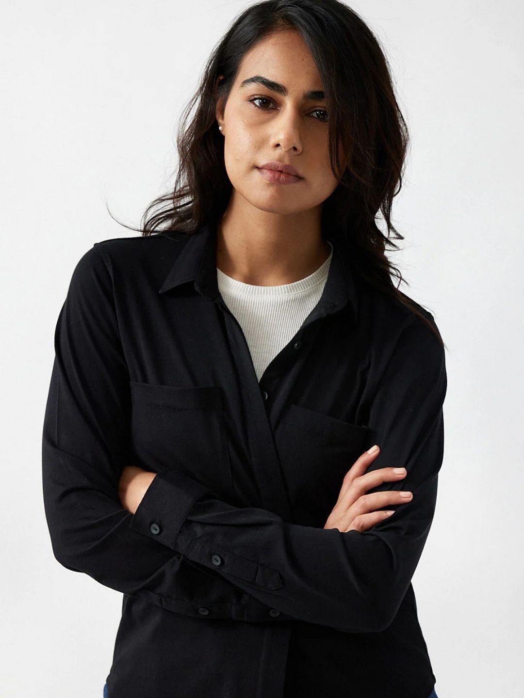 

Creatures of Habit Women Pima Jersey Shirt, Black