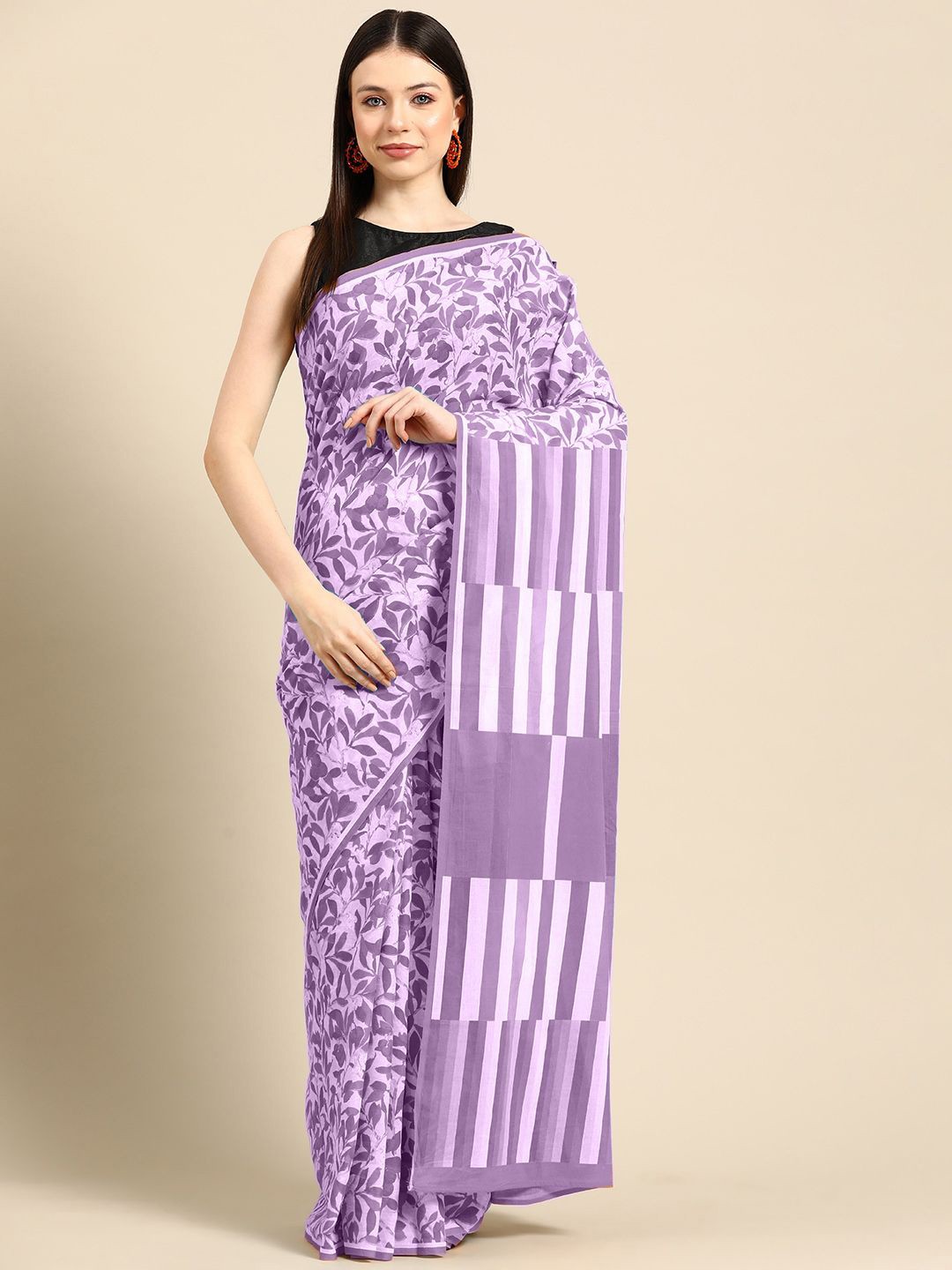 

BUTA BUTI Floral Pure Cotton Saree, Pink