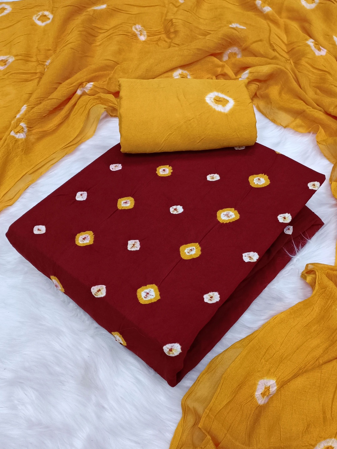 

Mitera Printed Pure Cotton Unstitched Dress Material, Maroon