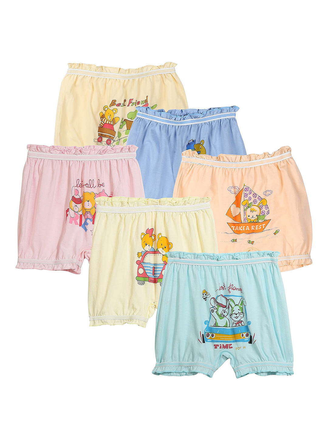 

Dowin Pack Of 6 Printed Cotton Briefs SDOWIN_013_6F_DONALD_BLOOMER_55, Assorted