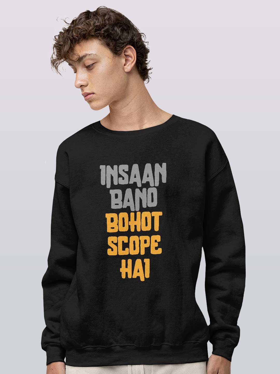 

macmerise Men Printed Sweatshirt, Black