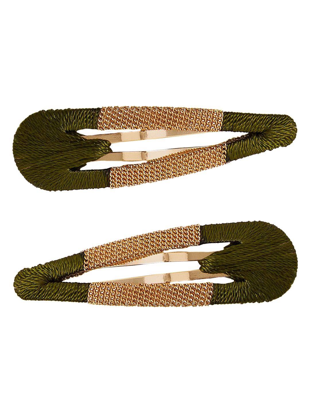 

Accessorize Women Set of 2 Embellished Tic Tac Hair Clip, Green