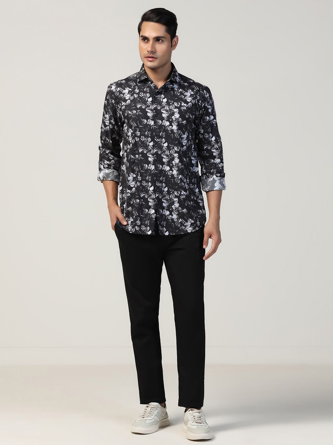 

Blackberrys Men Slim Fit Opaque Printed Casual Shirt, Black