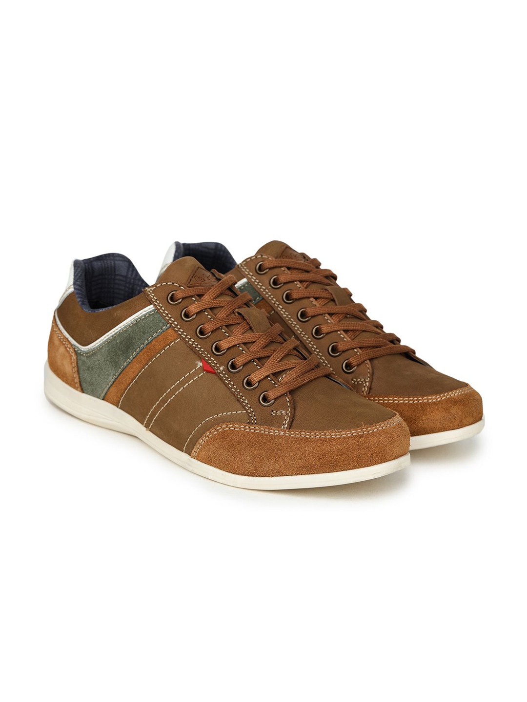 

Lee Cooper Men Leather Round Toe Lightweight Sneakers, Tan