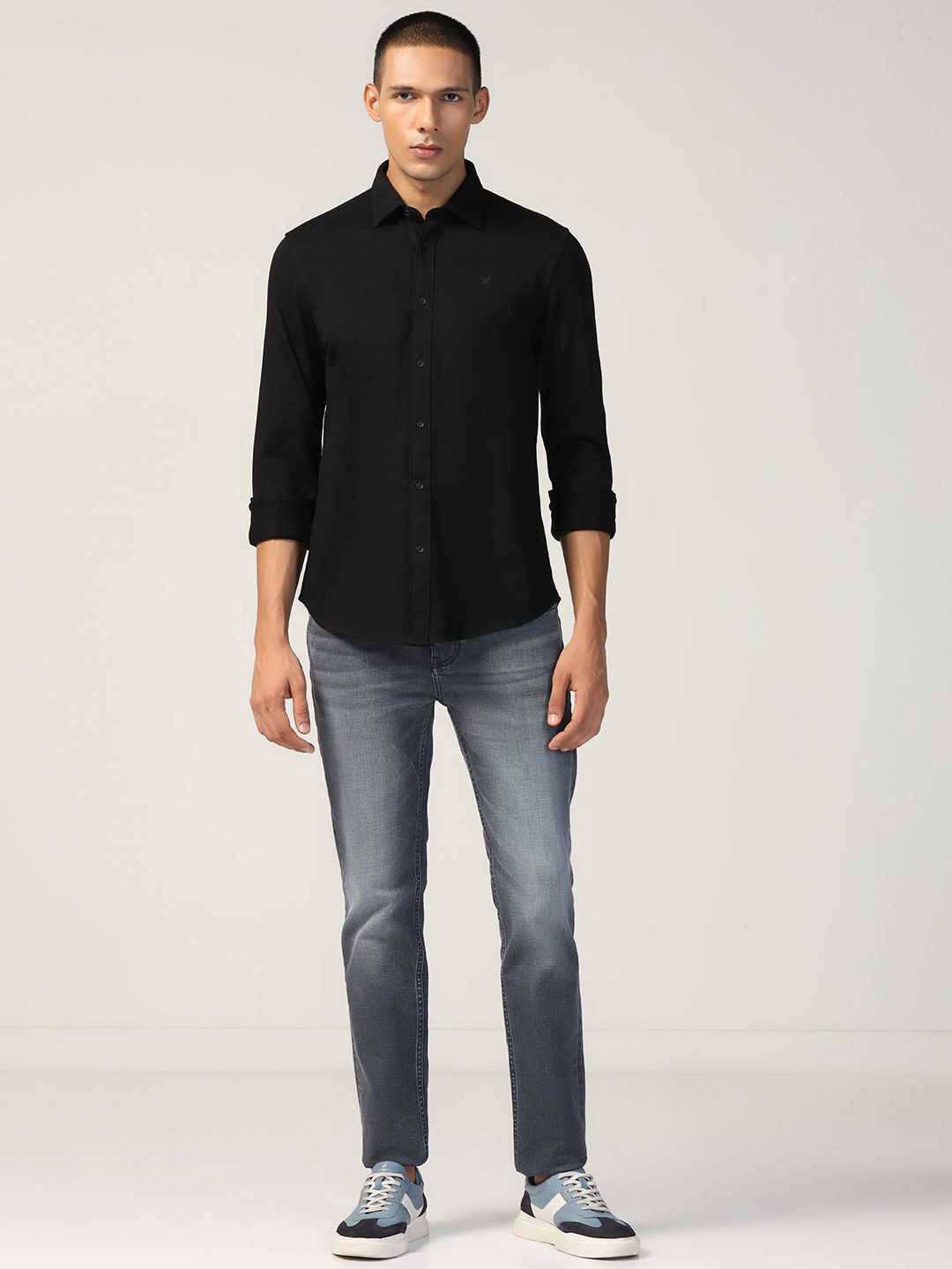 

Blackberrys Men Slim Fit Opaque Casual Shirt, Black