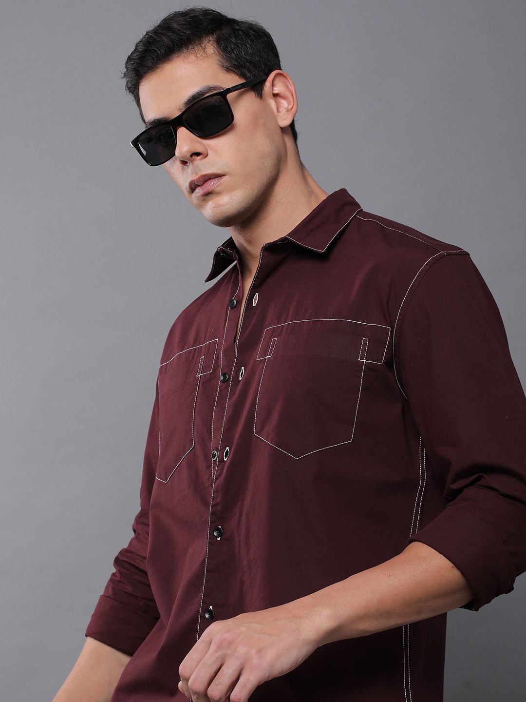 

Difference of Opinion Men Standard Opaque Casual Shirt, Burgundy