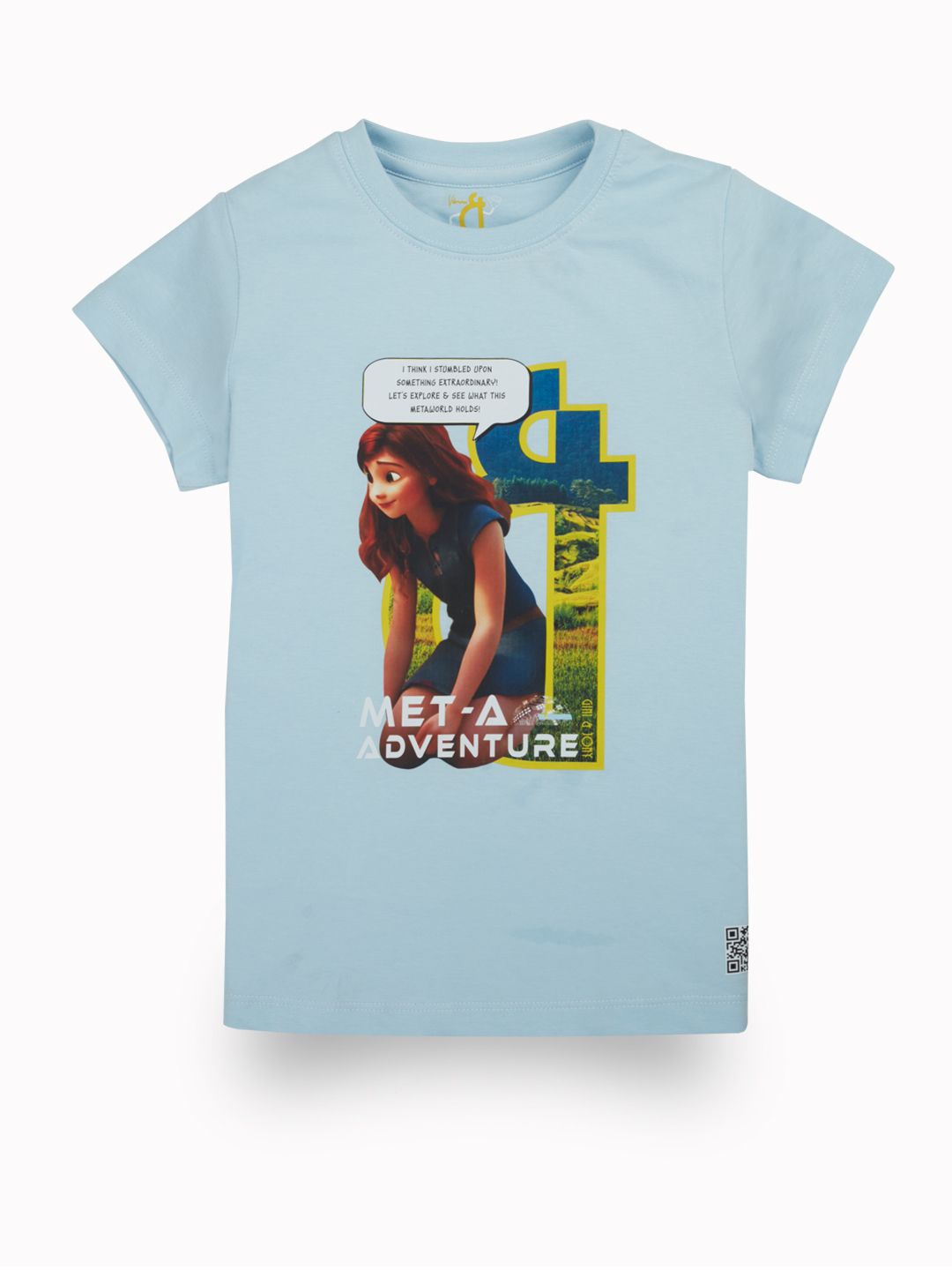 

Gini and Jony Girls Cotton Round Neck Short Sleeves Top, Blue