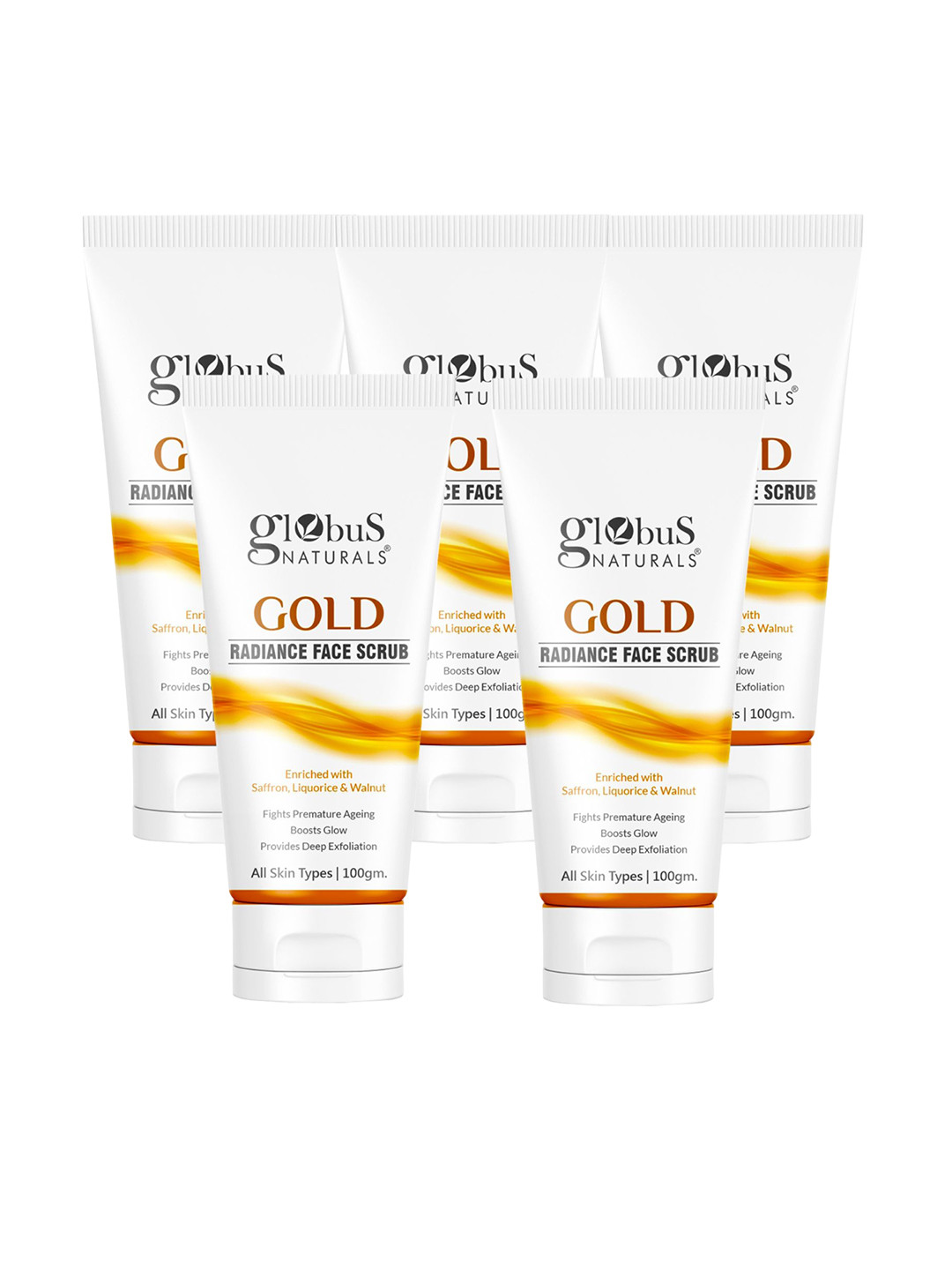 

Globus naturals Gold Set Of 5 Radiance Face Scrub - 100g Each, Na