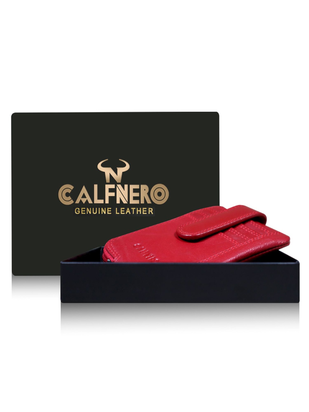 

CALFNERO Unisex Leather Card Holder, Red