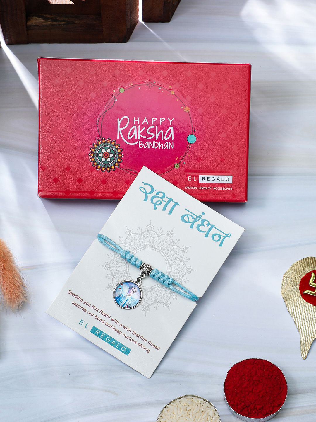 

EL REGALO Boys Charm Thread Rakhi, Blue