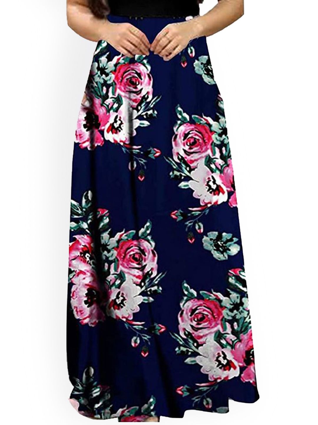 

StyleCast Floral Printed Flared Maxi Skirt, Black