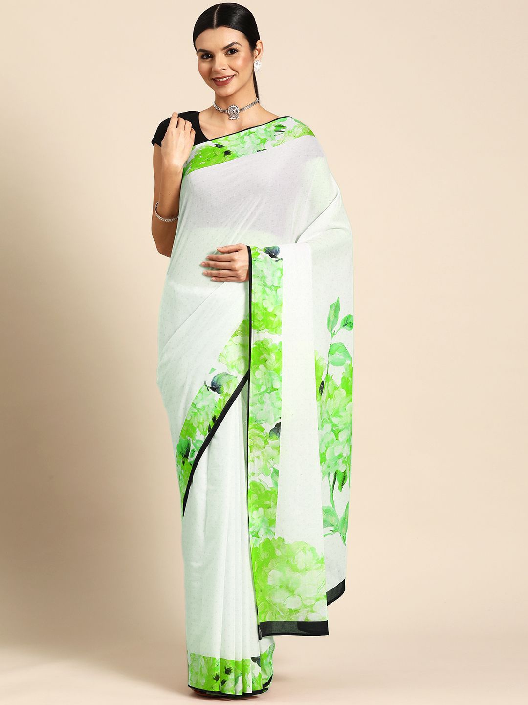 

BUTA BUTI Pure Cotton Saree, Green