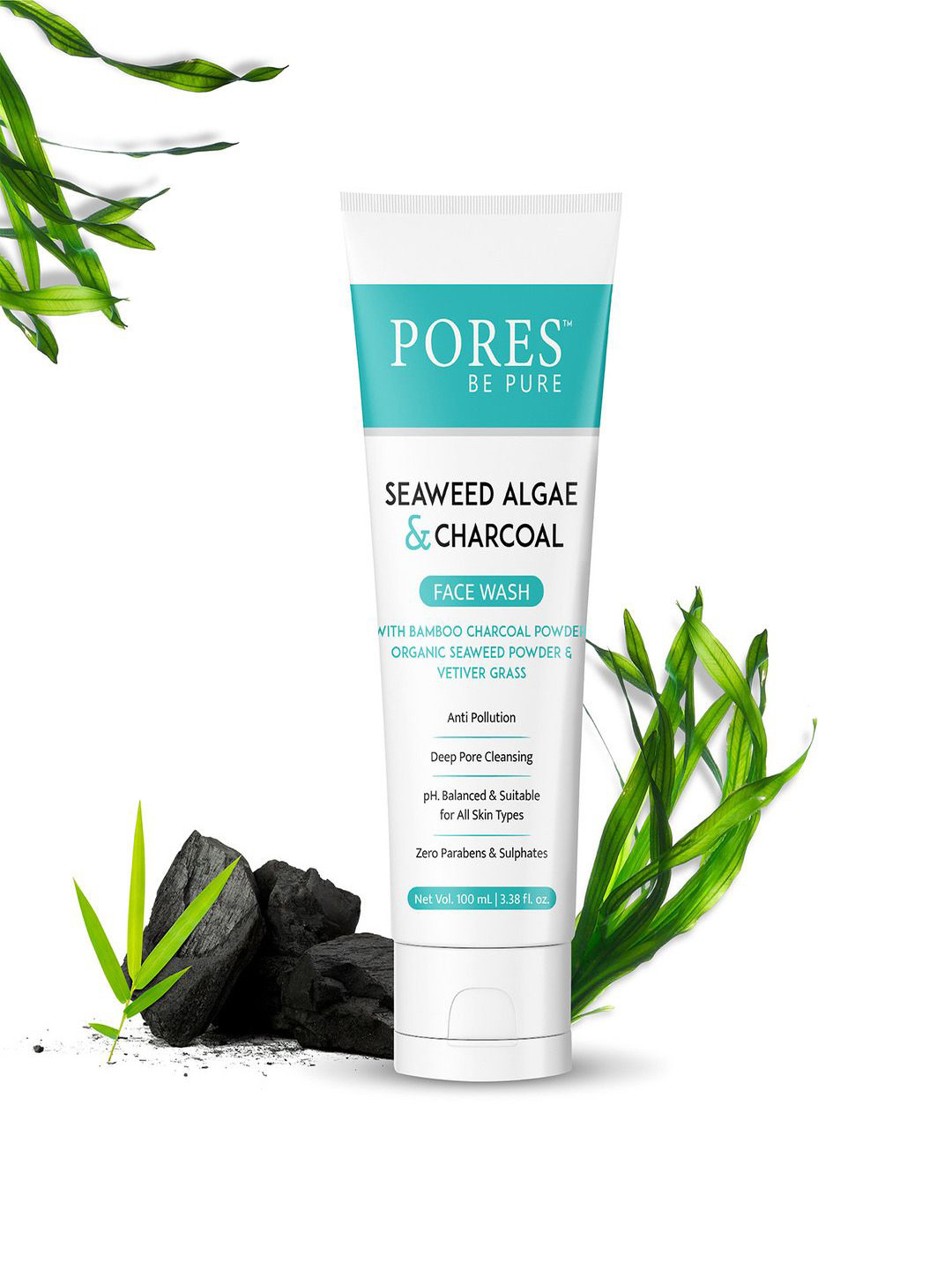 

PORES Be Pure Set Of 2 Seaweed Algae & Charcoal Face Wash - 100ml Each, White