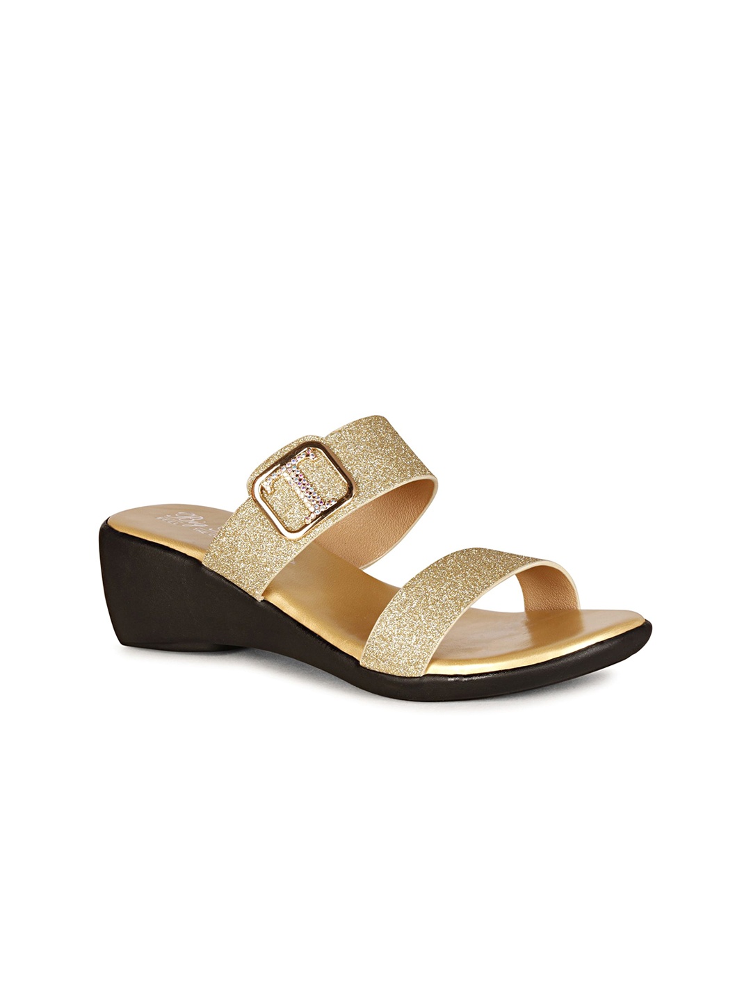 

BIG BIRD Embellished Open Toe Wedge Heels Sandals, Gold
