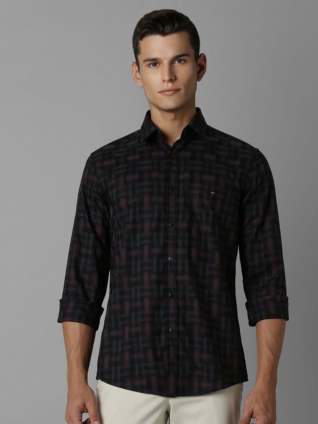 

Louis Philippe Sport Men Slim Fit Opaque Checked Casual Shirt, Black