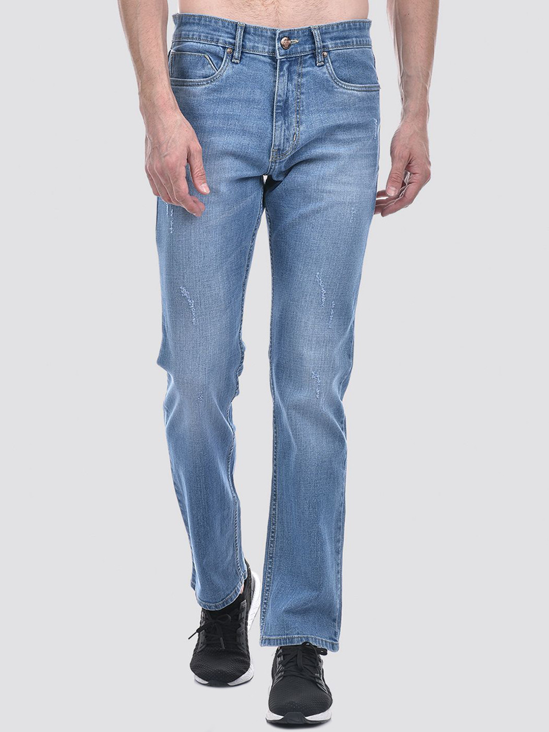 

Numero Uno Men Tapered Fit Mildly Distressed Light Fade Stretchable Jeans, Blue