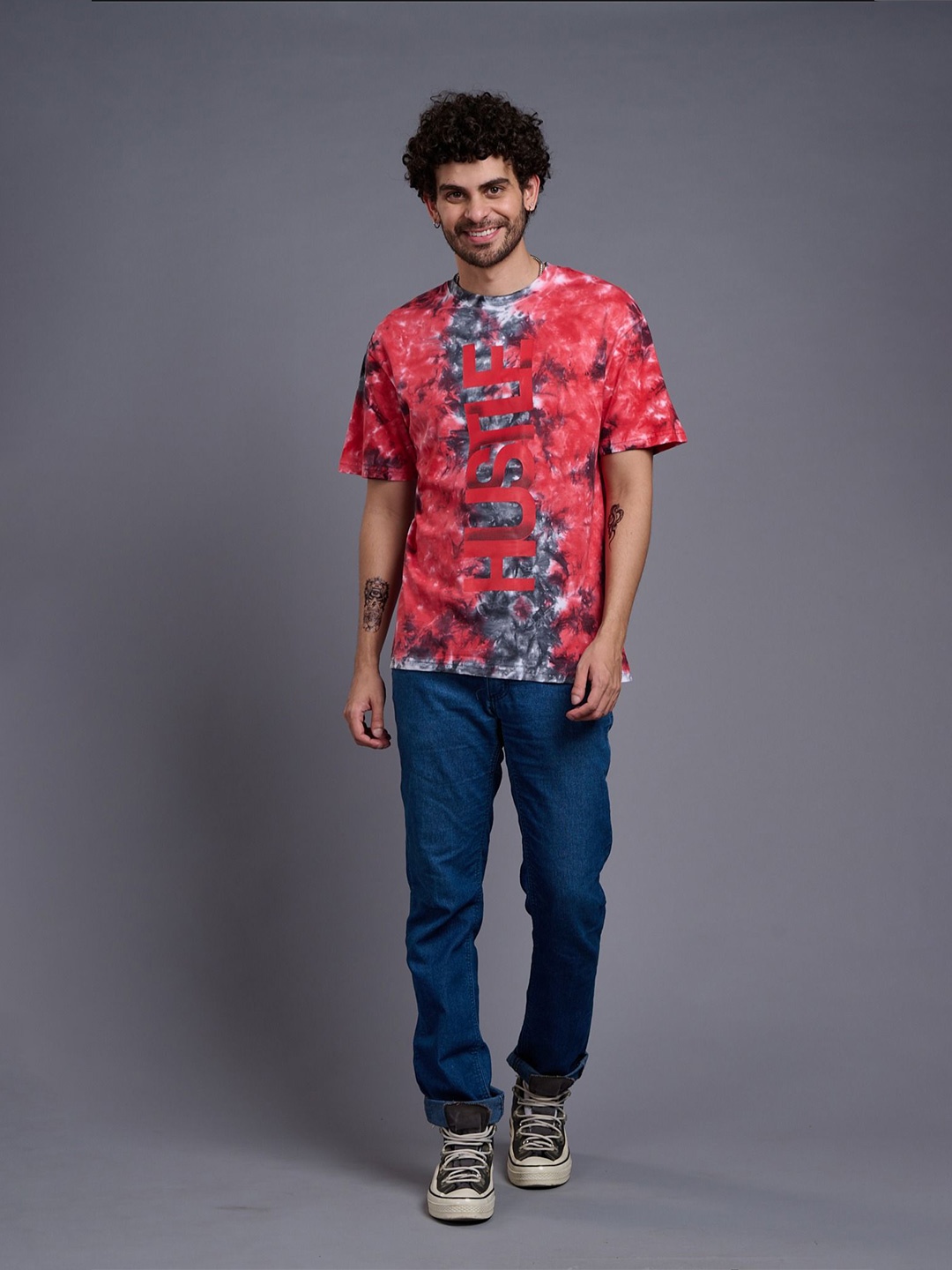 

GO DEVIL Men Abstract Printed Round Neck T-shirt, Red