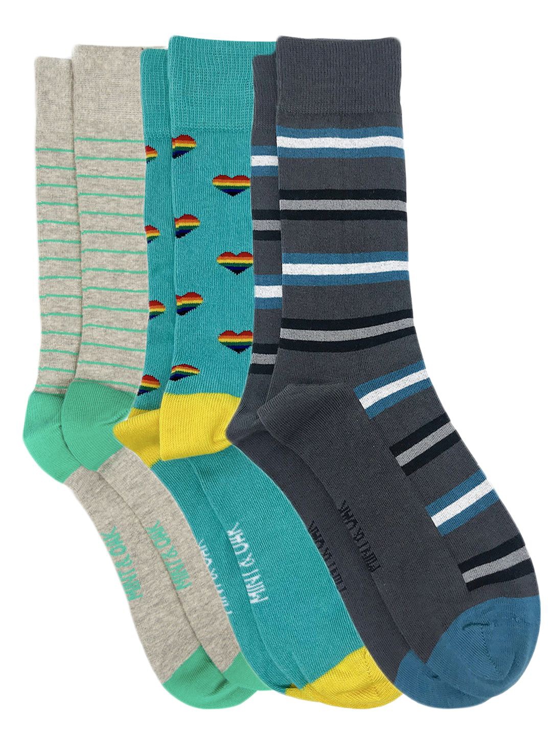 

Mint & Oak Men Pack Of 3 Patterned Above Ankle Length Socks, Green