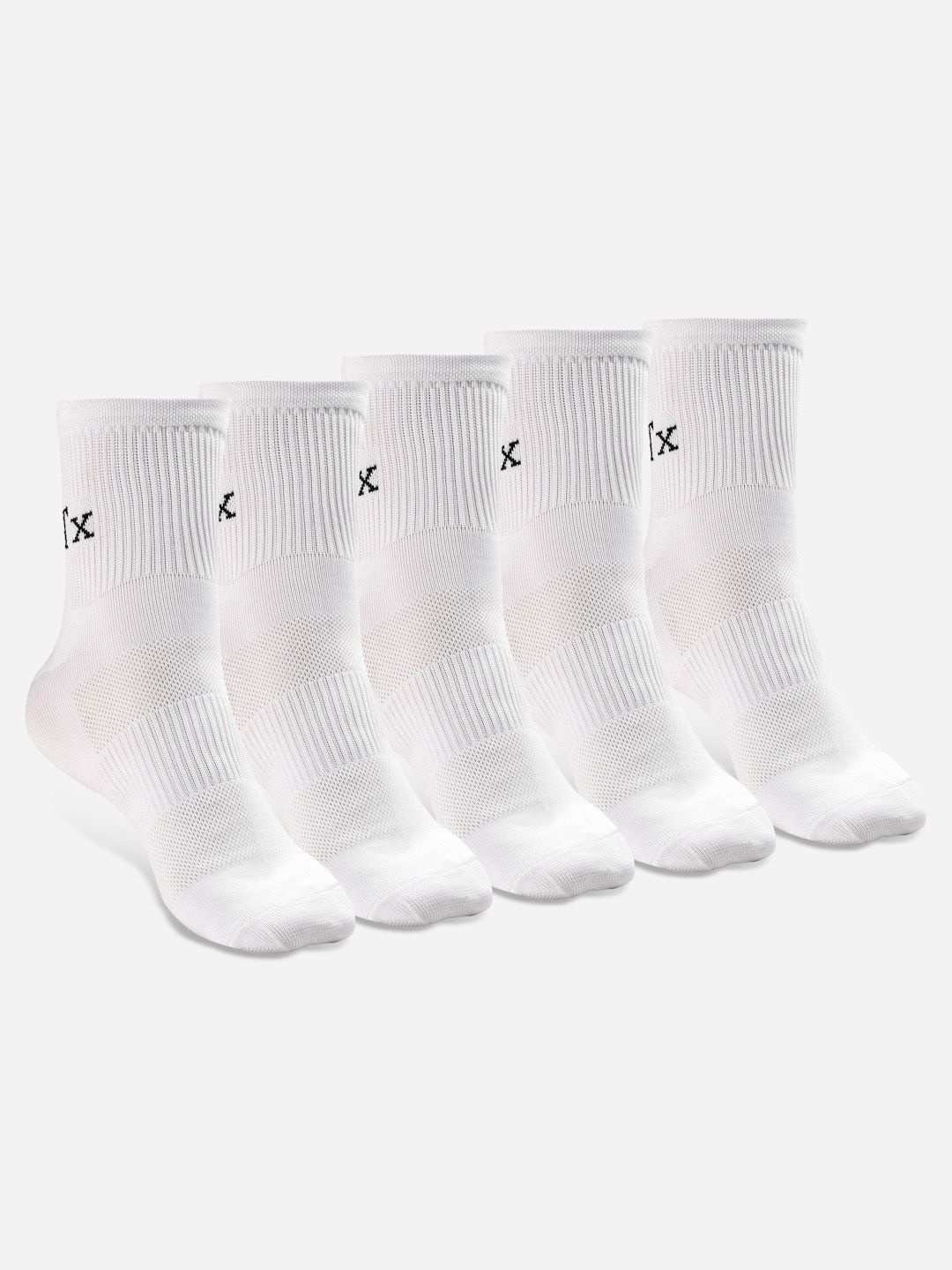 

Texlon Men Pack Of 5 Striped Cotton Ankle-Length Socks, White