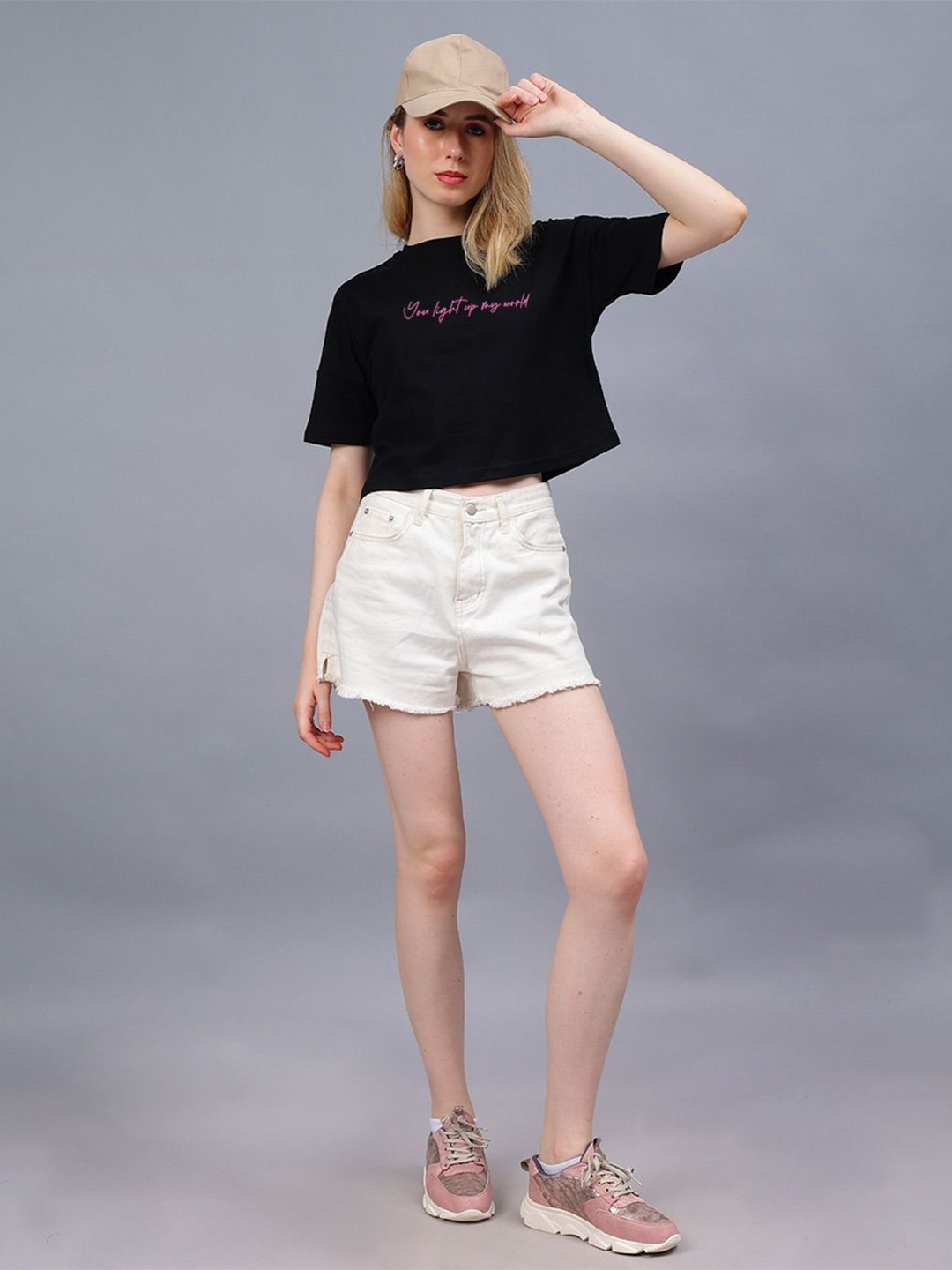 

Mad Over Print Cotton Boxy Top, Black
