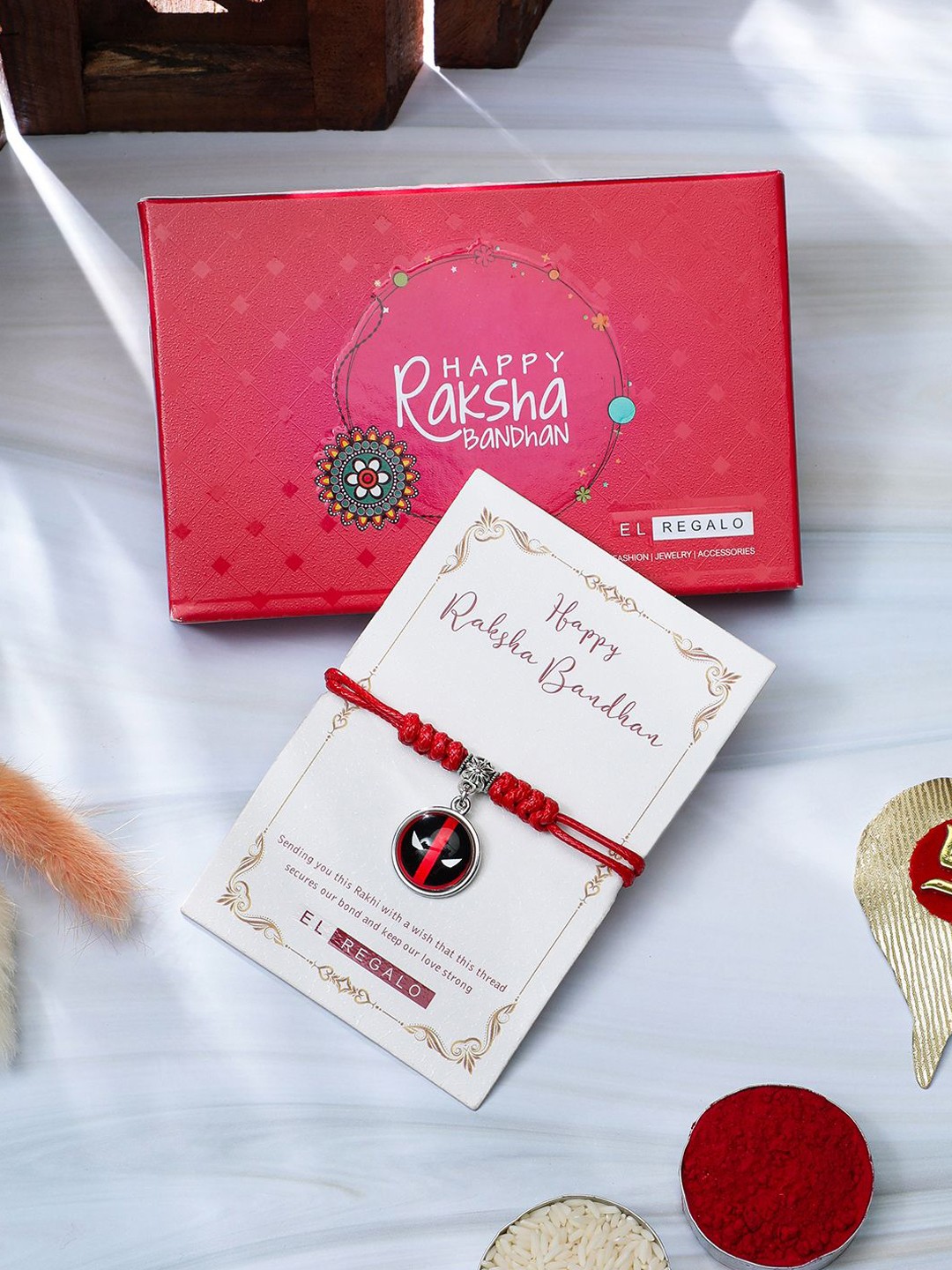 

EL REGALO Boys Thread Rakhi, Red