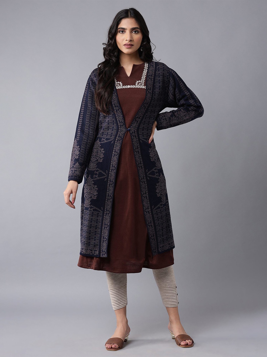 

W Women Printed Longline, Blue