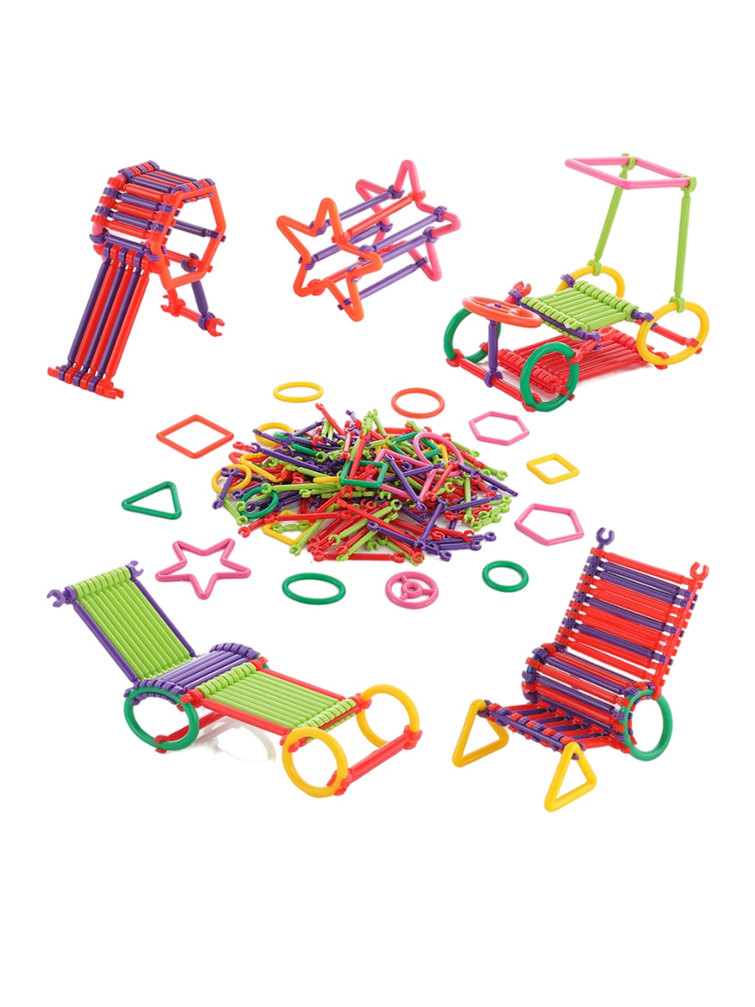 

Aditi Toys Kids BPA Free Stick Blocks Puzzle - Educational Construction 3D Stick Puzzle, Red