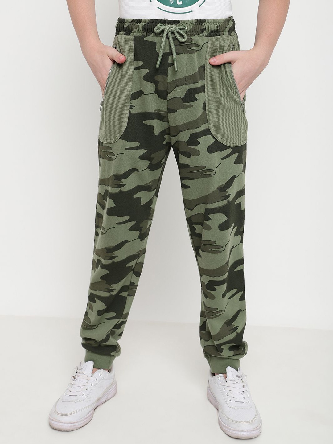 

Octave Boys Camouflage Cotton Printed Joggers Track Pants, Olive