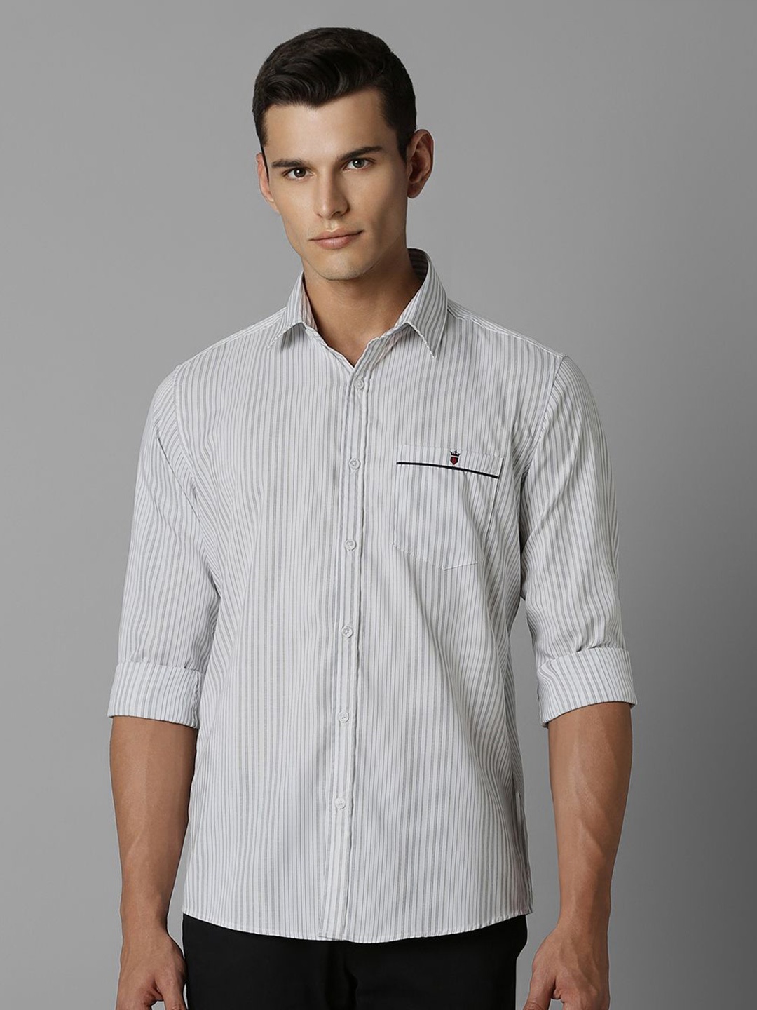 

Louis Philippe Sport Men Slim Fit Opaque Striped Casual Shirt, White